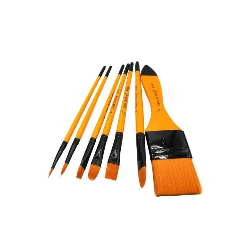 Set de 7 pinceaux plats et ronds - Image 2