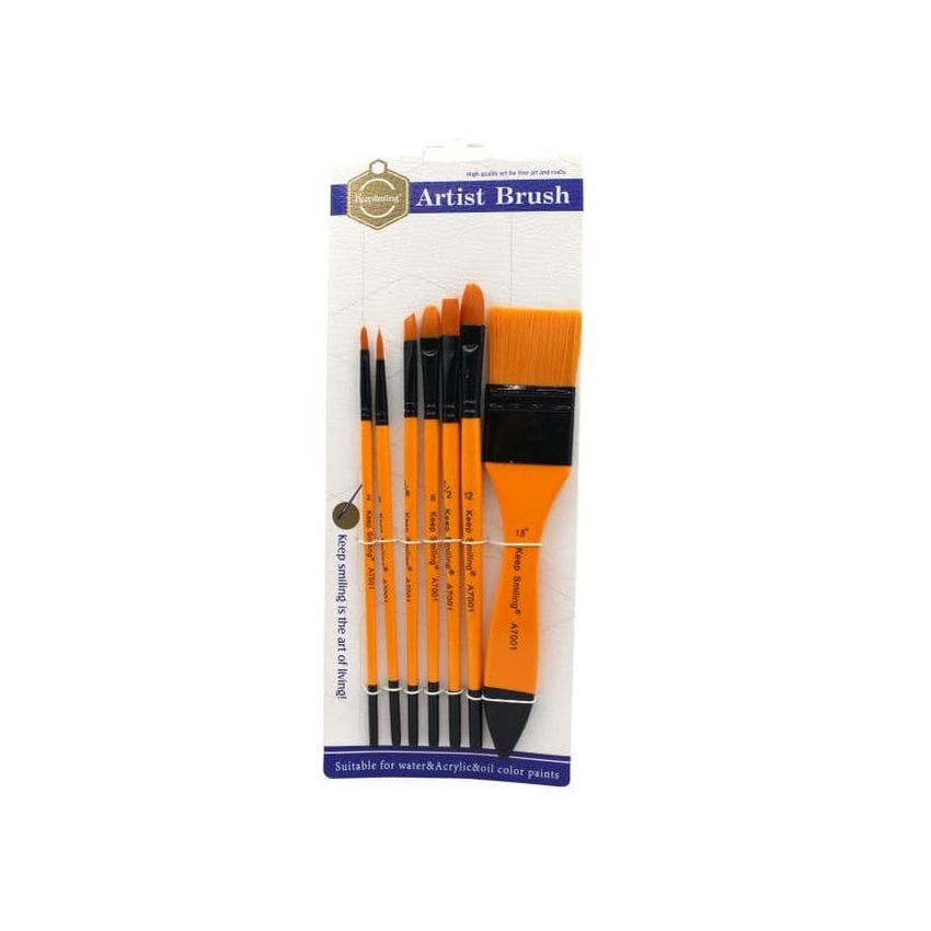 Set de 7 pinceaux plats et ronds